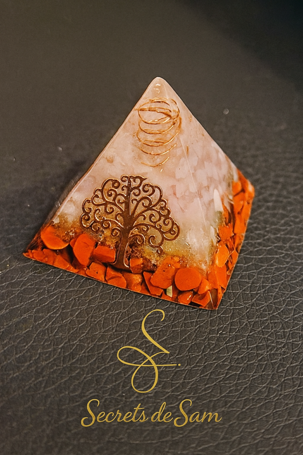 Orgonite Quartz rose, aventurine et Jaspe rouge 4cm